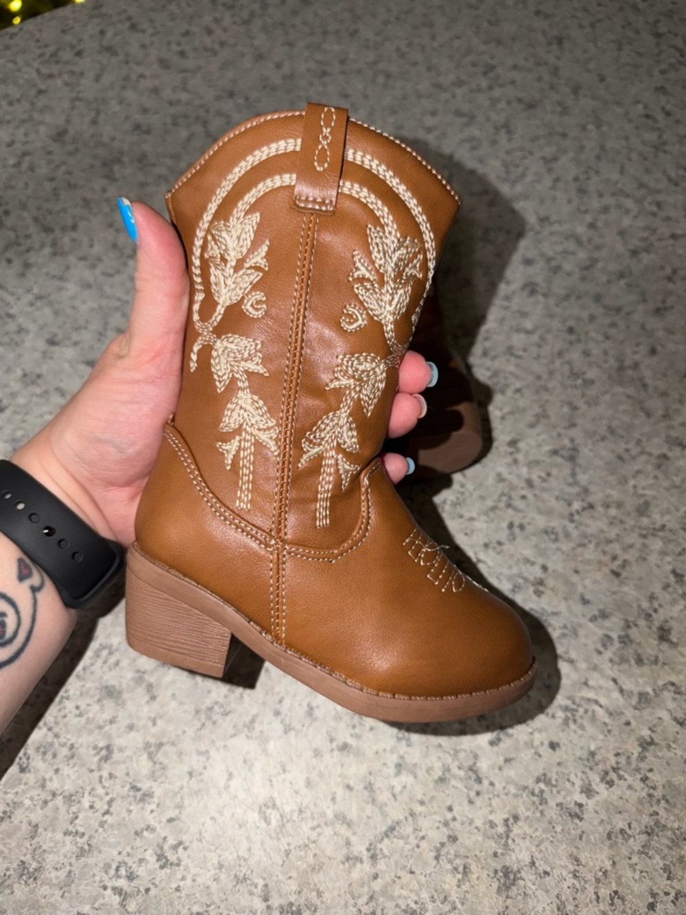 Toddler Girls Brown Western Embroidered Pull-On Boots